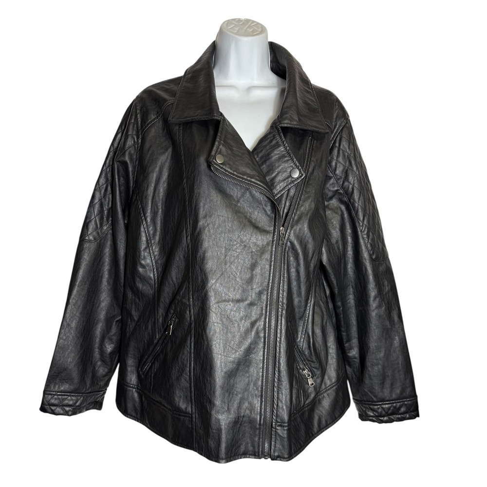 Sabrina Lauren Jacket Size 2X Womens Black Faux Leather PERFECT CONDITION - Picture 4 of 14